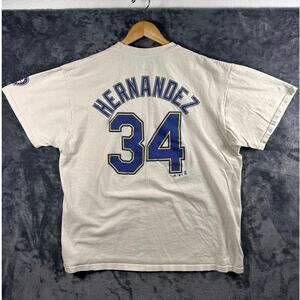 Majestic Retro Felix Hernandez Seattle Mariners #34 Jersey T Shirt Mens XL Cream